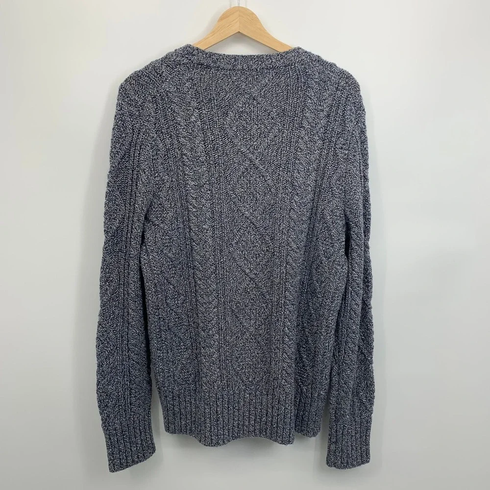 Banana Republic Sweater Mens M Blue Excellent Merino Wool Blend Cable Knit